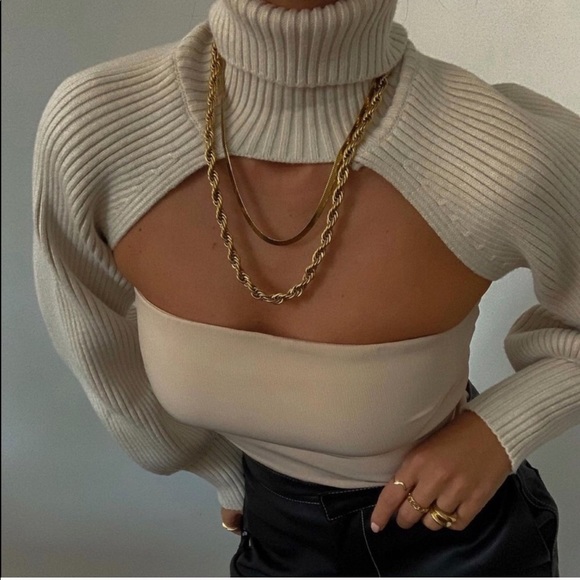 NWT Knit Arm Warmers with Turtleneck - Picture 6 of 11